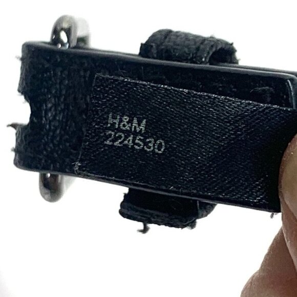 H&M Vegan Leather Studded Skinny Belt Black & Silver Waist Size 32"/M #224530 - Picture 2 of 7